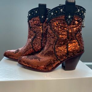 Coach Western Sequin Booties